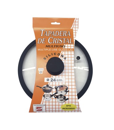 TAPADERA CRISTAL/SILICONA 16CM.TECNHOGAR