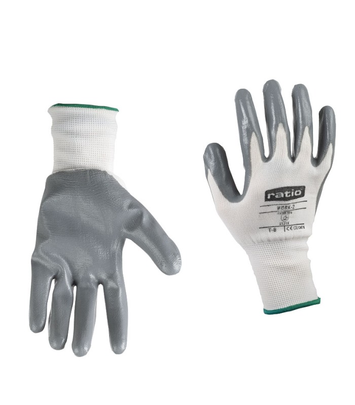 GUANTE POLIEST.C/RECUBR.NITRILO GRIS.T/9
