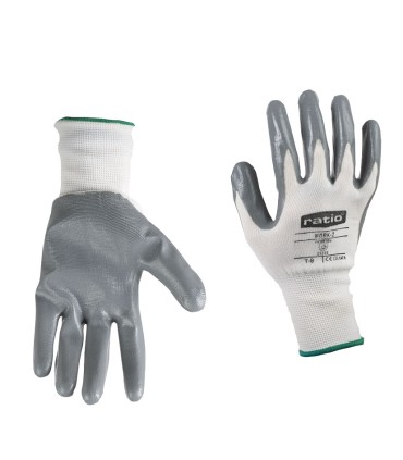 GUANTE POLIEST.C/RECUBR.NITRILO GRIS.T/9