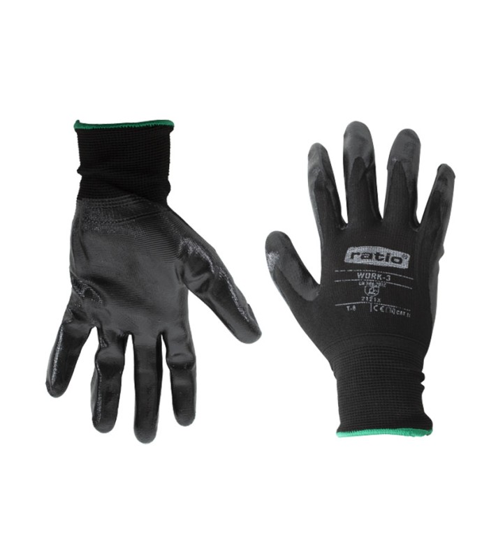 GUANTE NYLON C/RECUBR.NITRILO NEGR. T/10