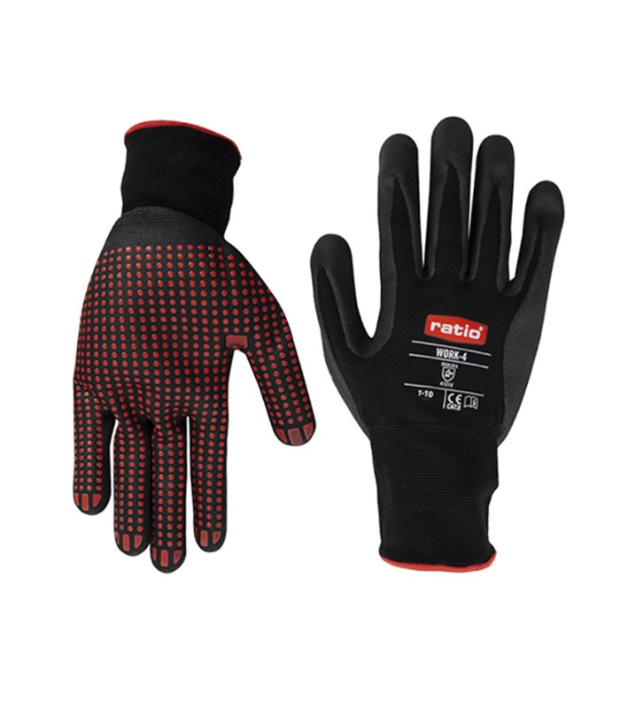 GUANTE NYLON NITRILO C/PUNTOS WORK4 T/9