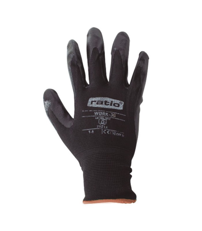 GUANTE NYLON C/RECUBR.NITRILO NEGR. T/10