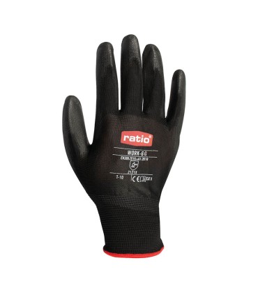 GUANTE POLIEST.C/RECUBR.POLIURE NEG.T/8