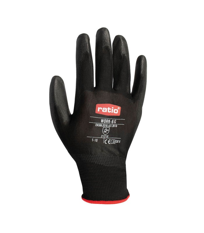 GUANTE POLIEST.C/RECUBR.POLIURE NEG.T/10