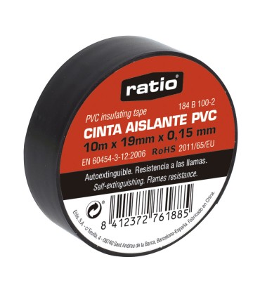CINTA AISLANTE 19X10M NEGRA 0,15MM