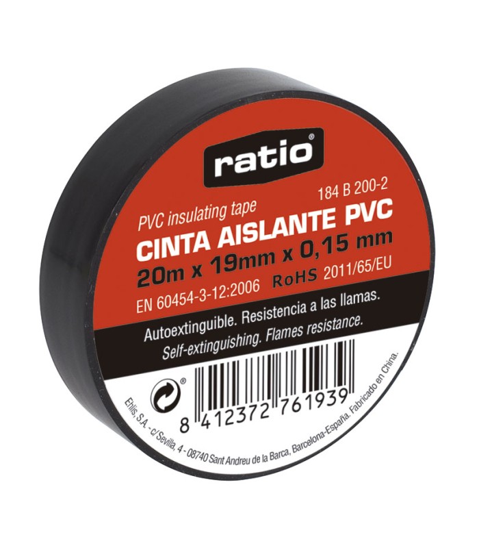 CINTA AISLANTE 19X20M NEGRA  0,15MM