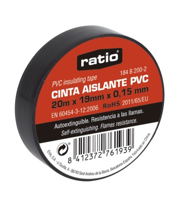 CINTA AISLANTE 19X20M NEGRA  0,15MM