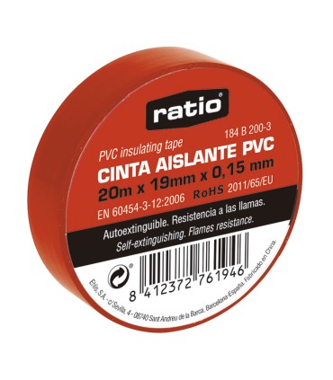 CINTA AISLANTE 19X20M ROJA  0,15MM