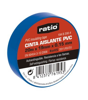 CINTA AISLANTE 19X20M AZUL  0,15MM
