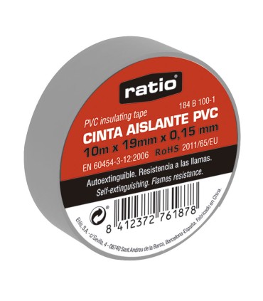 CINTA AISLANTE 19X20M GRIS  0,15MM