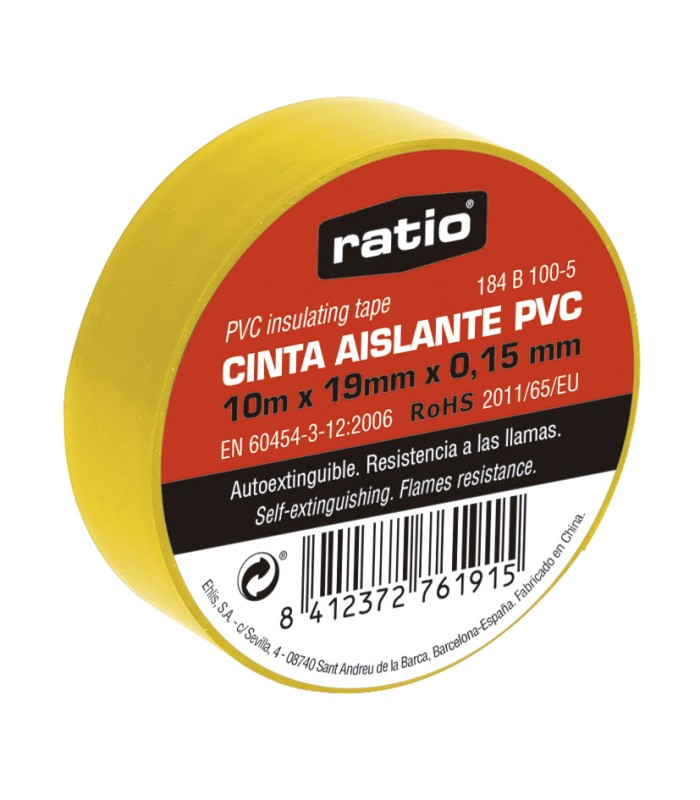 CINTA AISLANTE 19X20M AMARILLO  0,15MM
