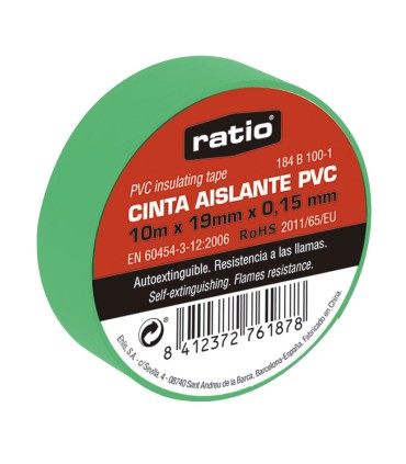 CINTA AISLANTE 19X20M VERDE  0,15MM