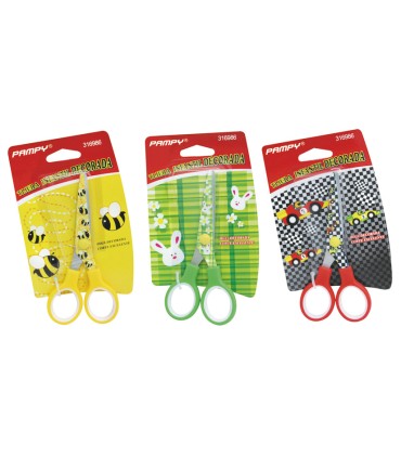 TIJERA ESCOLAR 5" DECORADA. COL.VARIADOS