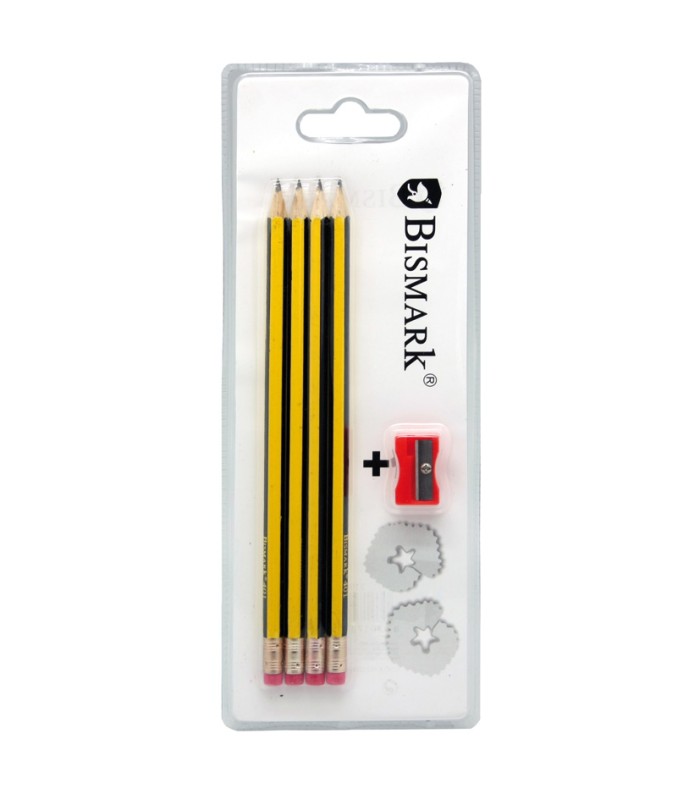 BLISTER 4 LAPICES C/GOMA + 1 SACAPUNTAS