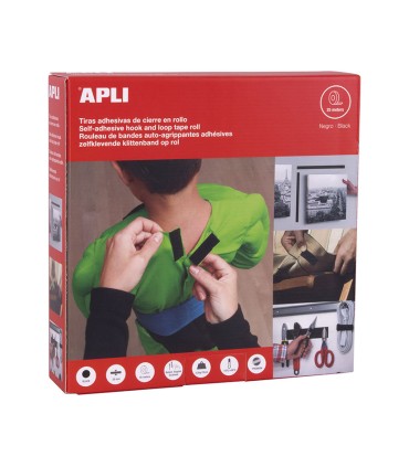 CINTA ADHESIVA TIPO VELCRO 2CM.X25M.NEGR