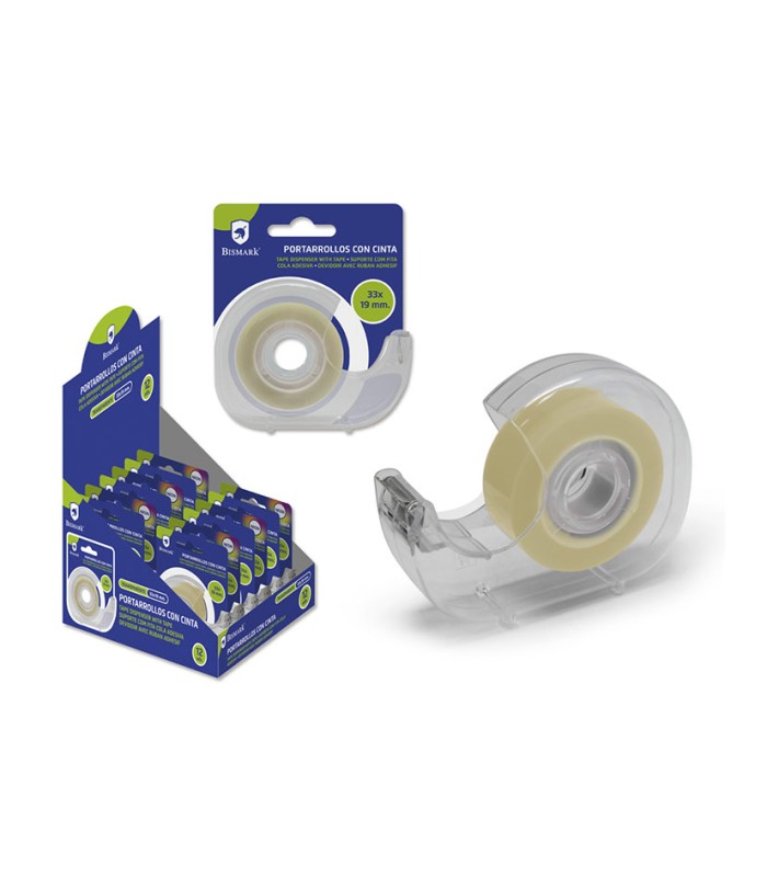 PORTARROLLOS C/CINTA ADHESIVA TRANSPAR.