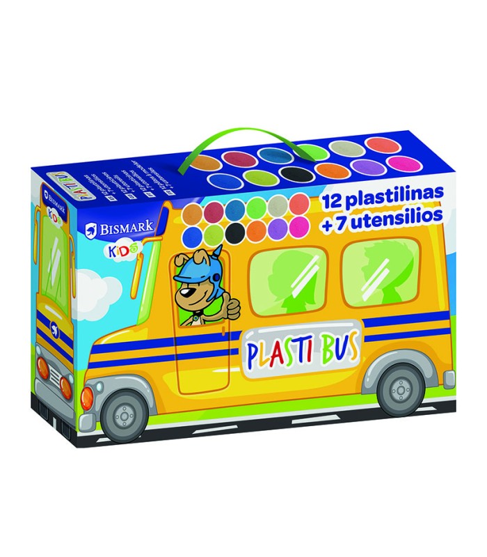 SET AUTOBUS PLASTILINA 12 COLORES+UTENS.