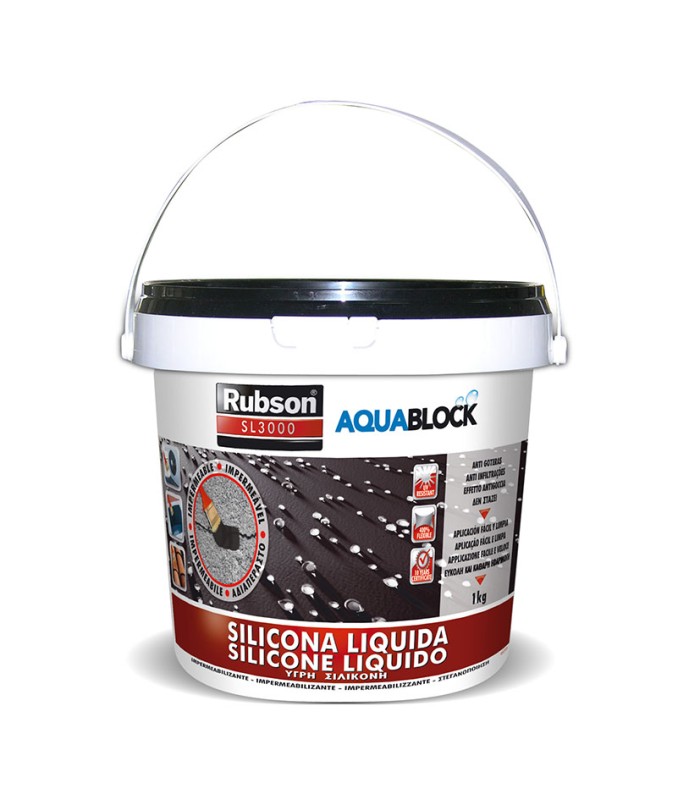 SILICONA LÍQUIDA AQUABLOCK  1 KG.NEGRA