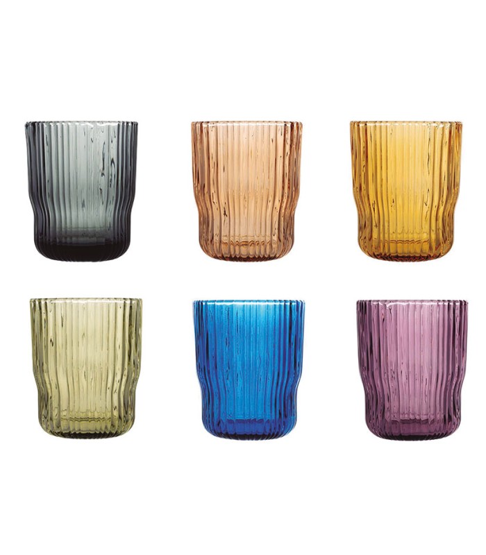 JUEGO 6 VASOS VIDRIO COLOR LYRIC 28 CL.