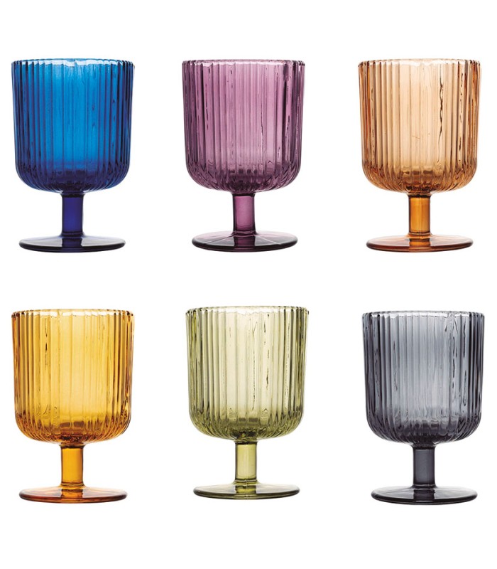 JUEGO 6 COPAS VIDRIO COLOR LYRIC 26 CL.