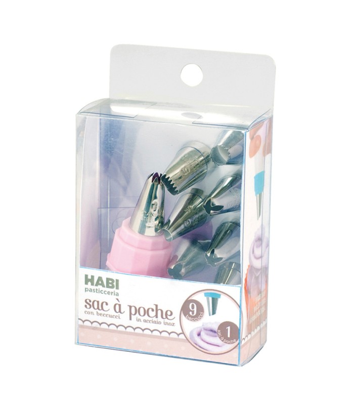 MANGA PASTELERA + 9 BOQUILLAS INOX.