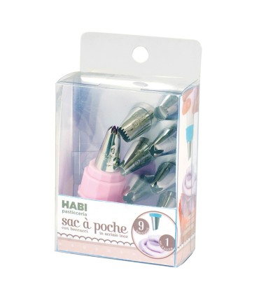 MANGA PASTELERA + 9 BOQUILLAS INOX.