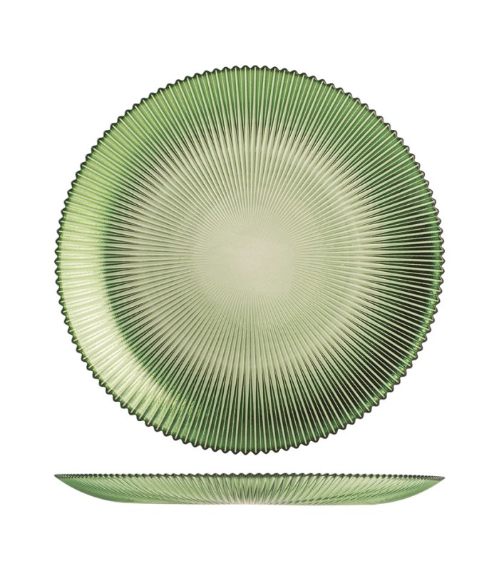 PLATO LLANO VIDRIO GROOVE VERDE 28CM.