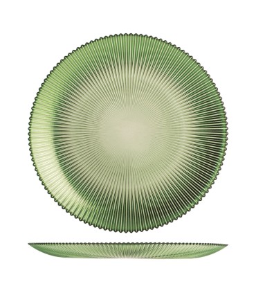 PLATO LLANO VIDRIO GROOVE VERDE 28CM.