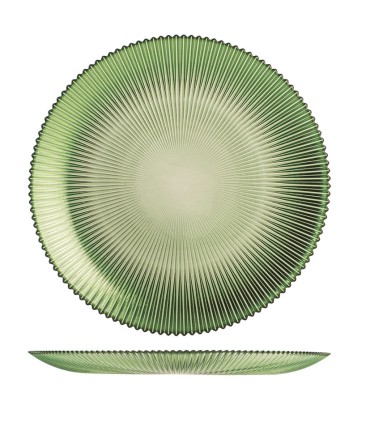 PLATO HONDO VIDRIO GROOVE VERDE 22CM.