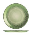 PLATO POSTRE VIDRIO GROOVE VERDE 21CM.