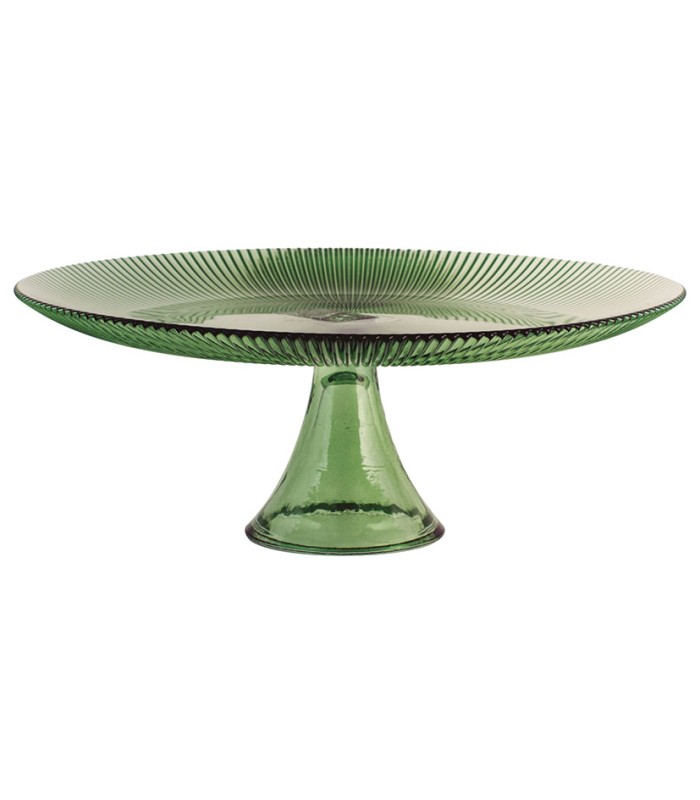SOPORTE TARTAS VIDRIO GROOVE VERDE 28CM.