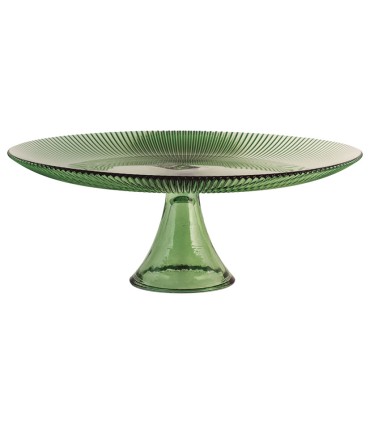 SOPORTE TARTAS VIDRIO GROOVE VERDE 28CM.