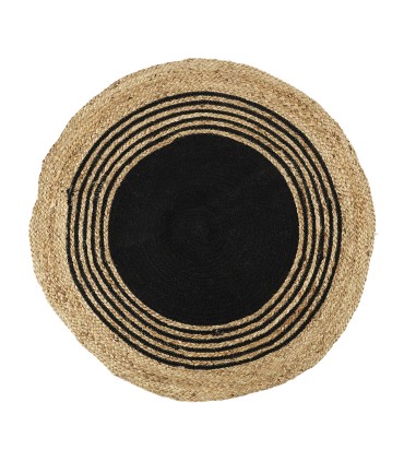 ALFOMBRA YUTE-NEGRO DIAMETRO 90 CM.