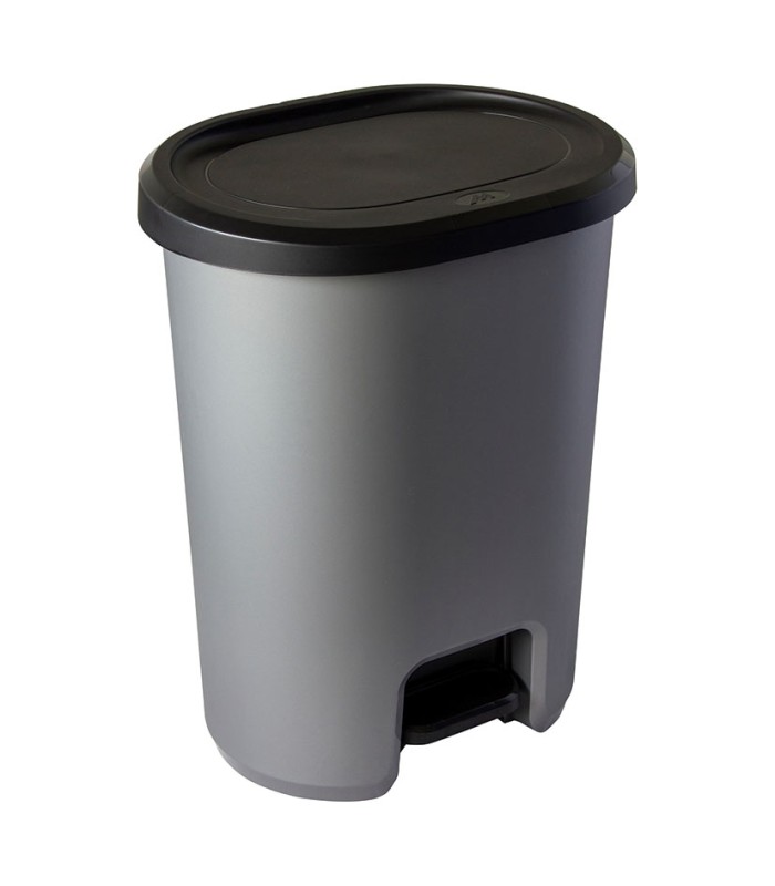 CUBO BASURA PEDAL 45L.GRIS METAL.HABITEX