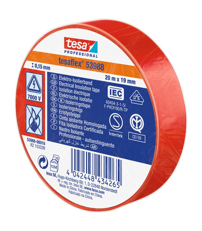 CINTA AIS.TESAFLEX 19X20M.NG.TESA ROJO