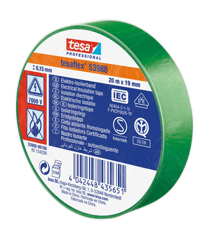 CINTA AIS.TESAFLEX 19X20M.NG.TESA VERDE