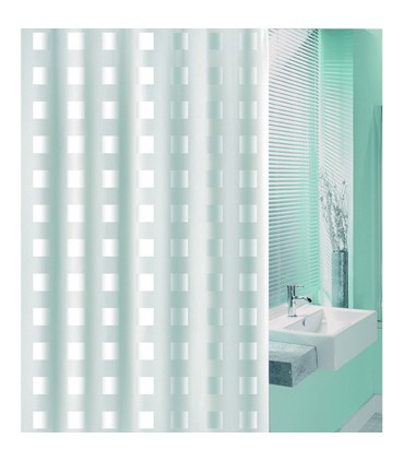 CORTINA BAÑO PVC 180X200CM.CUADRO BCO.