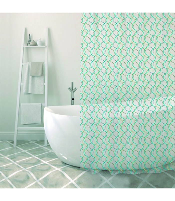 CORTINA BAÑO PVC 180X200CM.ALGAE BLUE