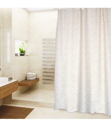 CORTINA BAÑO POLIEST.180X200 WAVE BEIGE