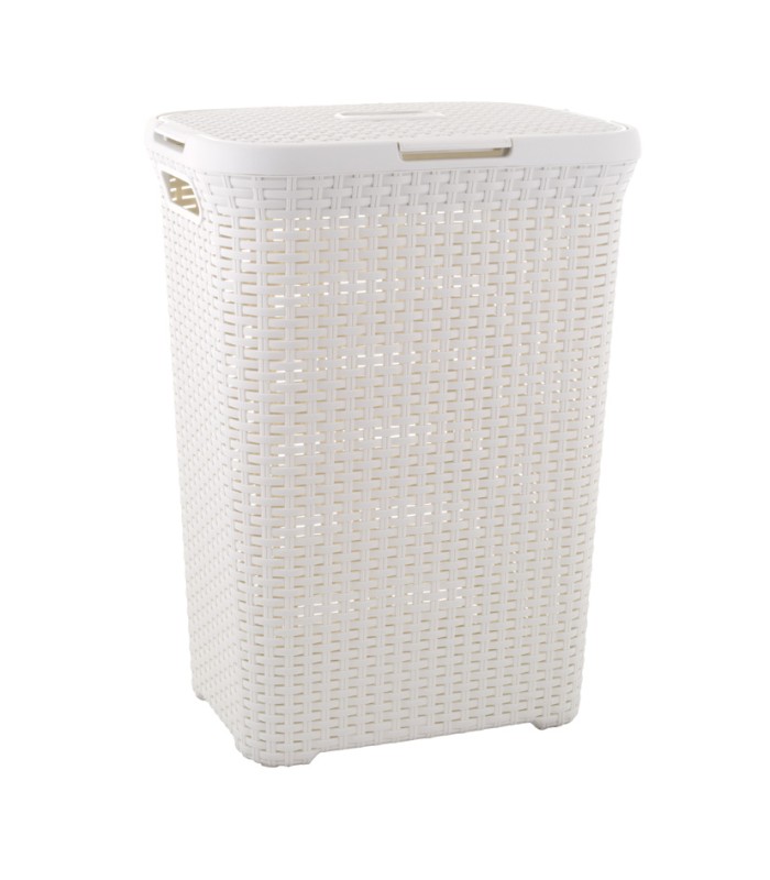 CESTO C/TAPA NATURAL STYLE 40L. BLANCO