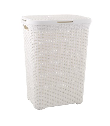 CESTO C/TAPA NATURAL STYLE 40L. BLANCO