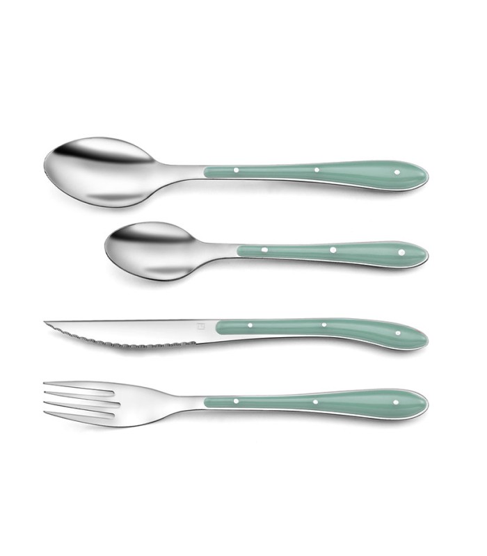 CUBIERTOS INOX.+PP VERDE 24 PZS. BISTRO