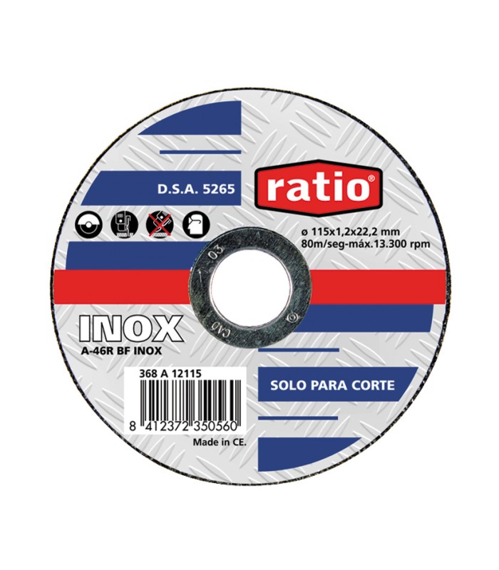 DISCO CORTE ABRAS.178X1,6MM.INOX.RATIO