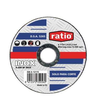 DISCO CORTE ABRAS.230X1,8MM.INOX.RATIO