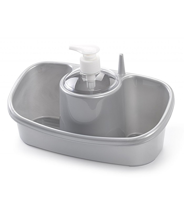 ESTROPAJERO CON DOSIFICADOR GRIS