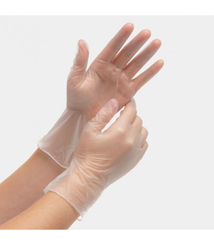 GUANTE VINILO S/POLVO TRANSP 100 UND T/S
