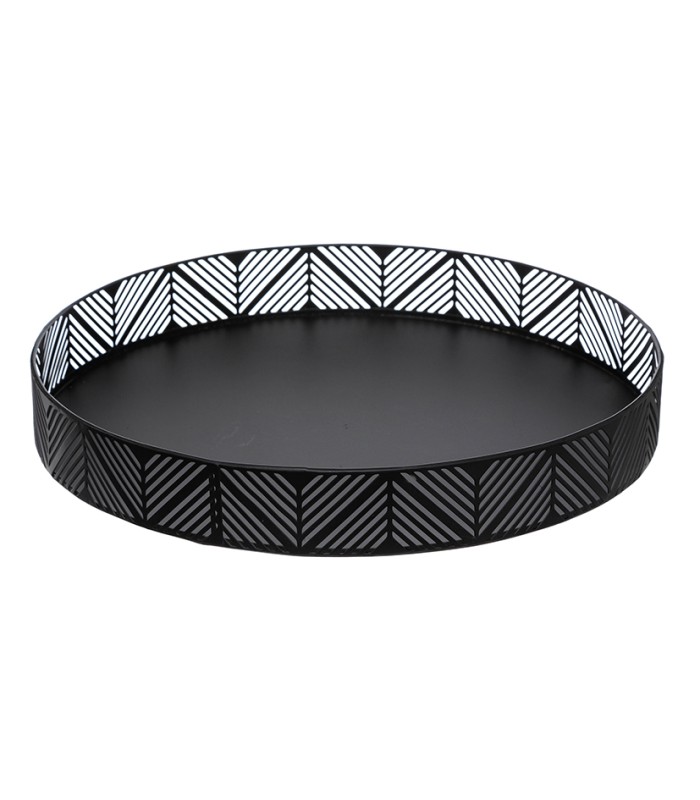 BANDEJA METALICA CON FRISO 30 CM. NEGRA