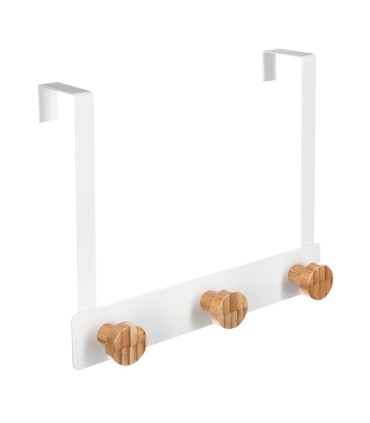PERCHA P/PUERTA METAL/BAMBU 3 POM.BCO.