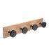 PERCHA PARED MADERA 4 POMOS NEGROS