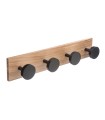 PERCHA PARED MADERA 4 POMOS NEGROS